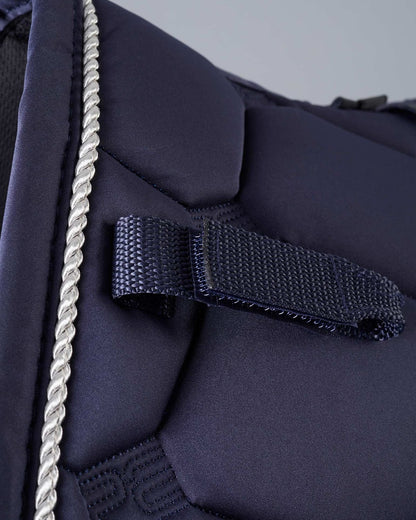 Premier Equine Saltare Navy GP/Jump Close Contact Saddle Pad with Quilted Design & Rope Detail | Equestrian Tack