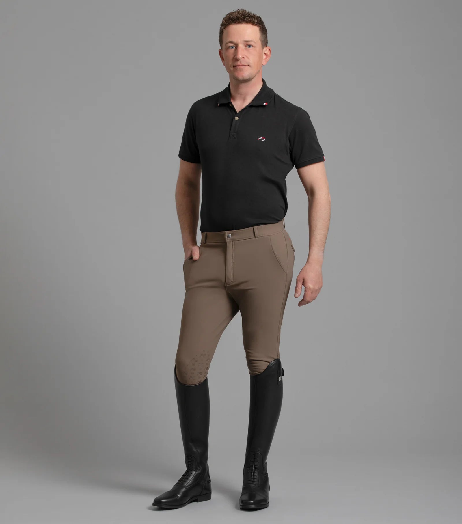Premier Equine Santino Men's Walnut Riding Breeches with Gel Knees: Equestrian Apparel, Men's Horse Riding Pants
