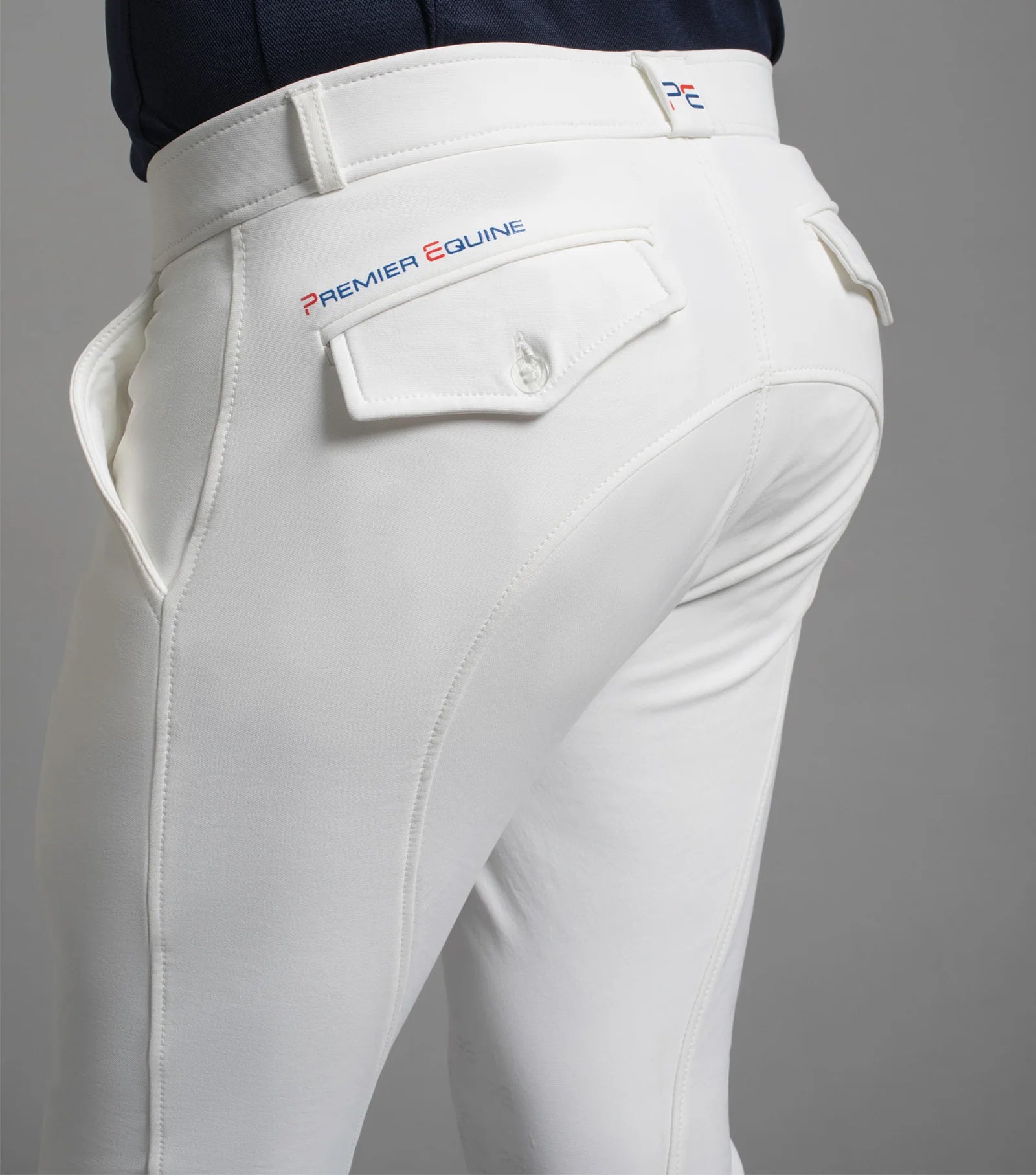 PREMIER EQUINE Santino Men's Gel Knee Competition Breeches White - Riding Apparel for Equestrian Sports