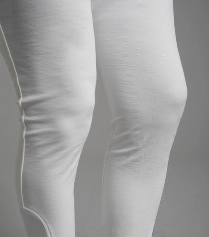 Men's White Equestrian Gel Knee Competition Breeches - Close Up