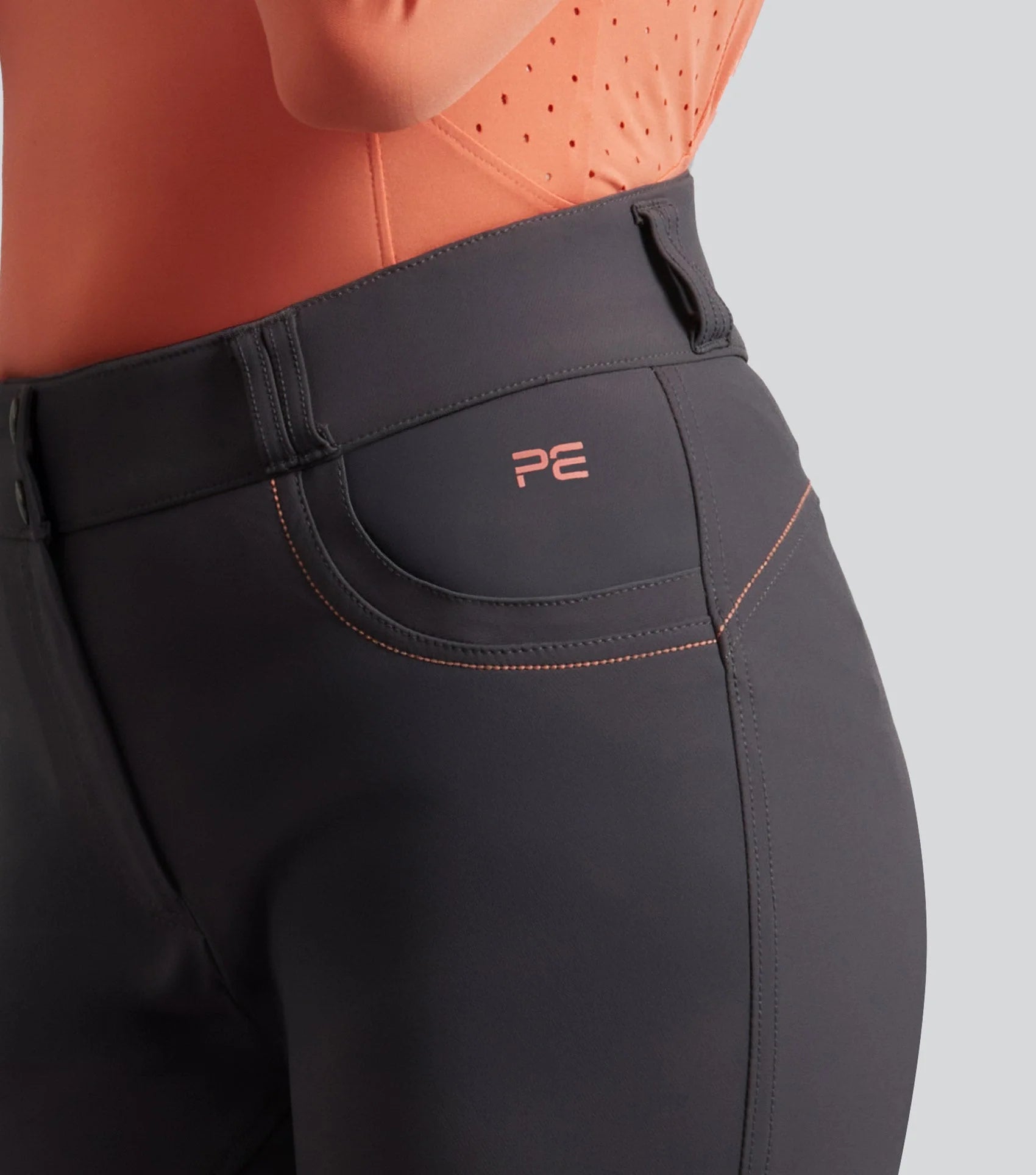 PREMIER EQUINE Savio Breeches: Women's Riding Pants, Anthracite Grey, Full Seat Equestrian Apparel
