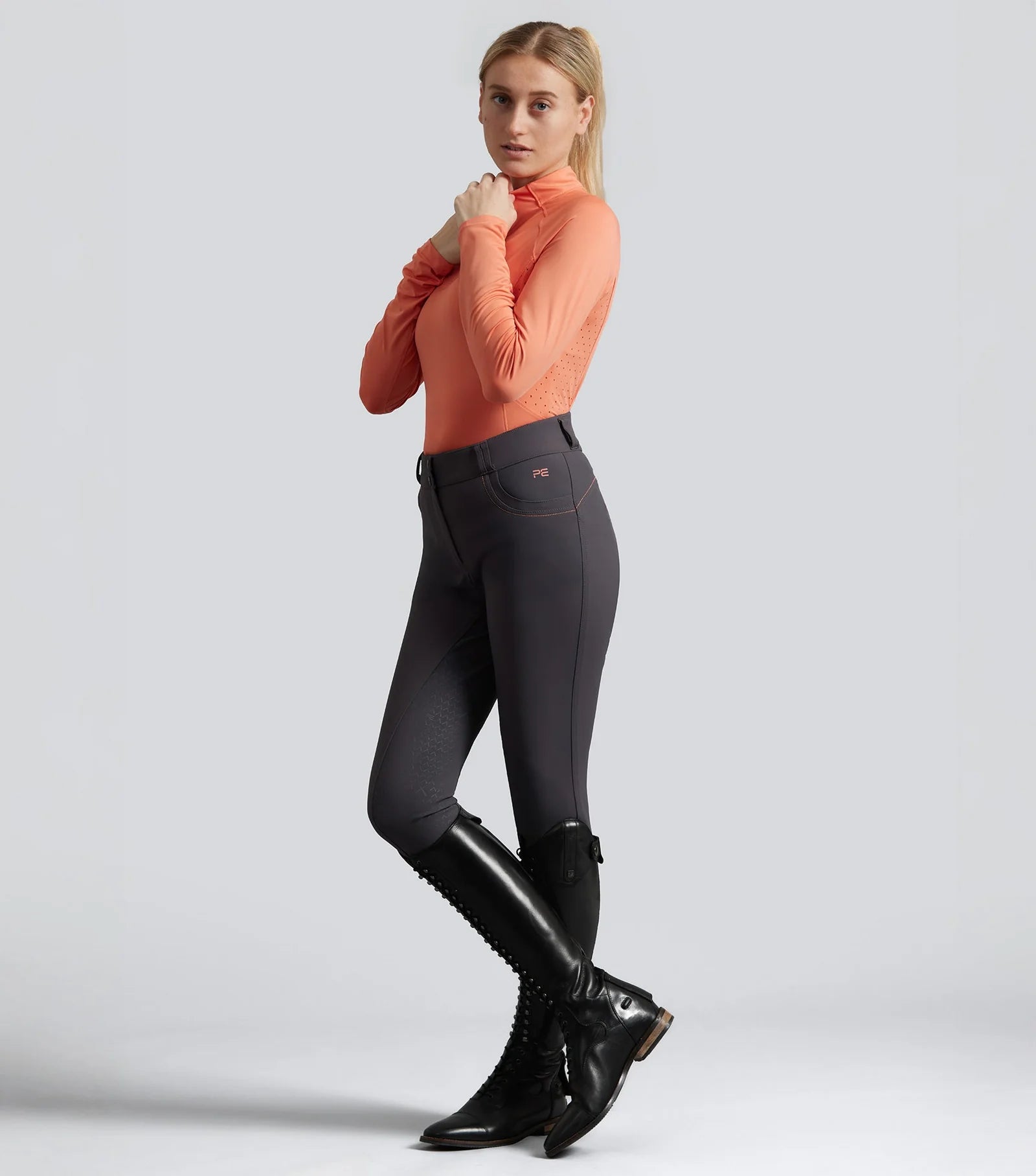 Premier Equine Savio Coral Riding Top | Long Sleeve Equestrian Shirt | Equiflair