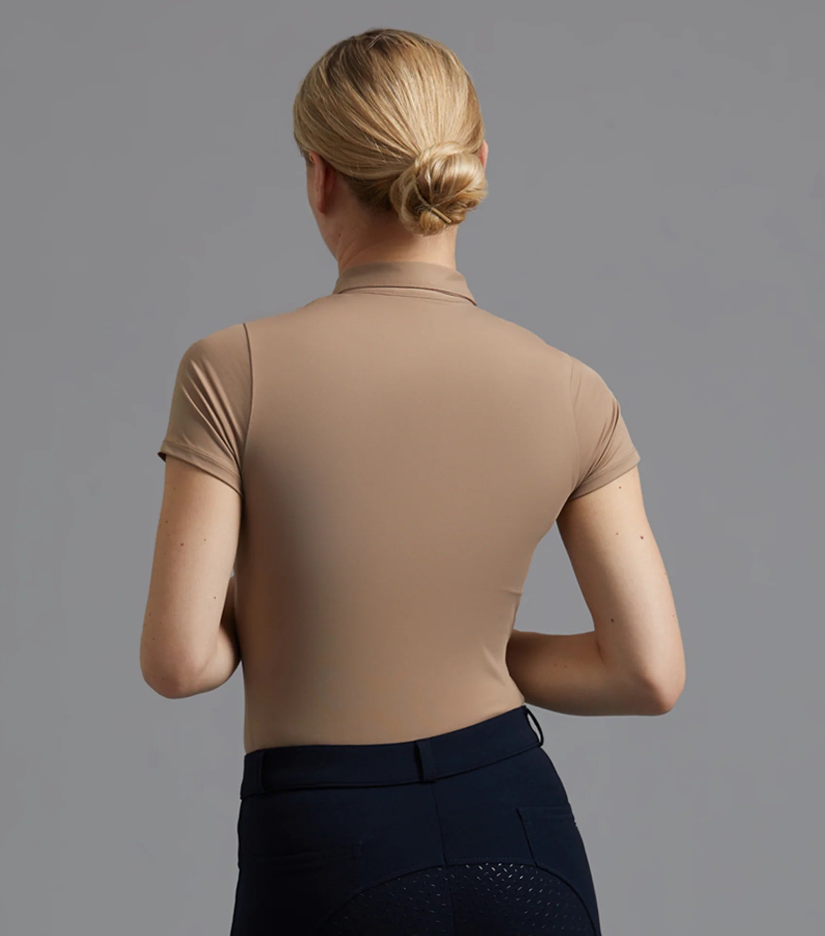 Women's Beige Riding Top - Premier Equine Short Sleeve Equestrian Shirt. Buy Online!