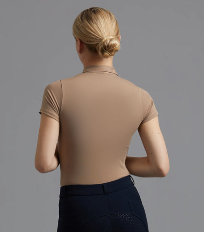 Women's Beige Riding Top - Premier Equine Short Sleeve Equestrian Shirt. Buy Online!