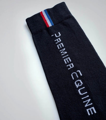 Premier Equine black riding socks, knee high, equestrian sports series, technical fabric, breathable.