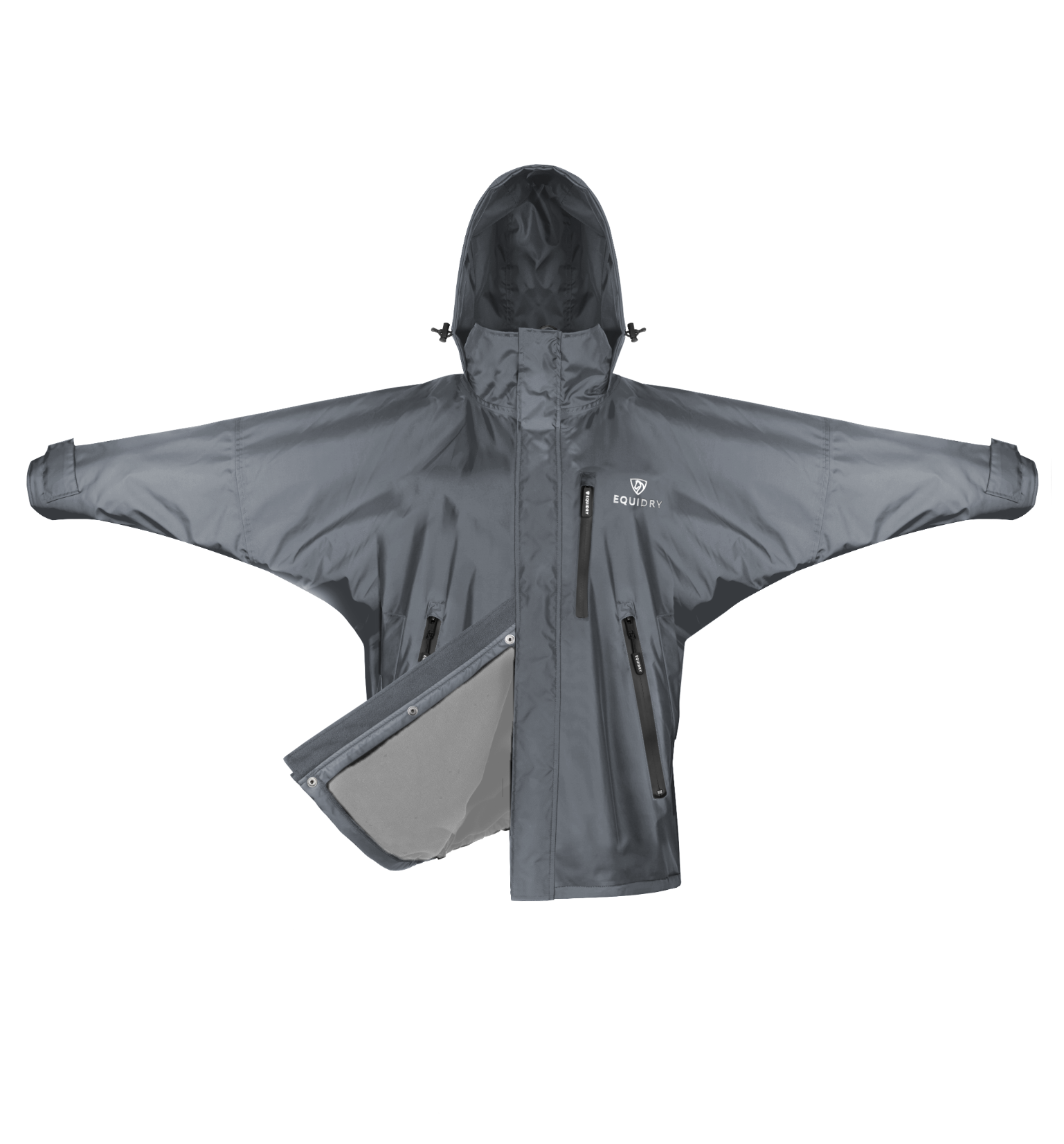 EQUIDRY women's waterproof short blouson style horse riding jacket in charcoal/grey