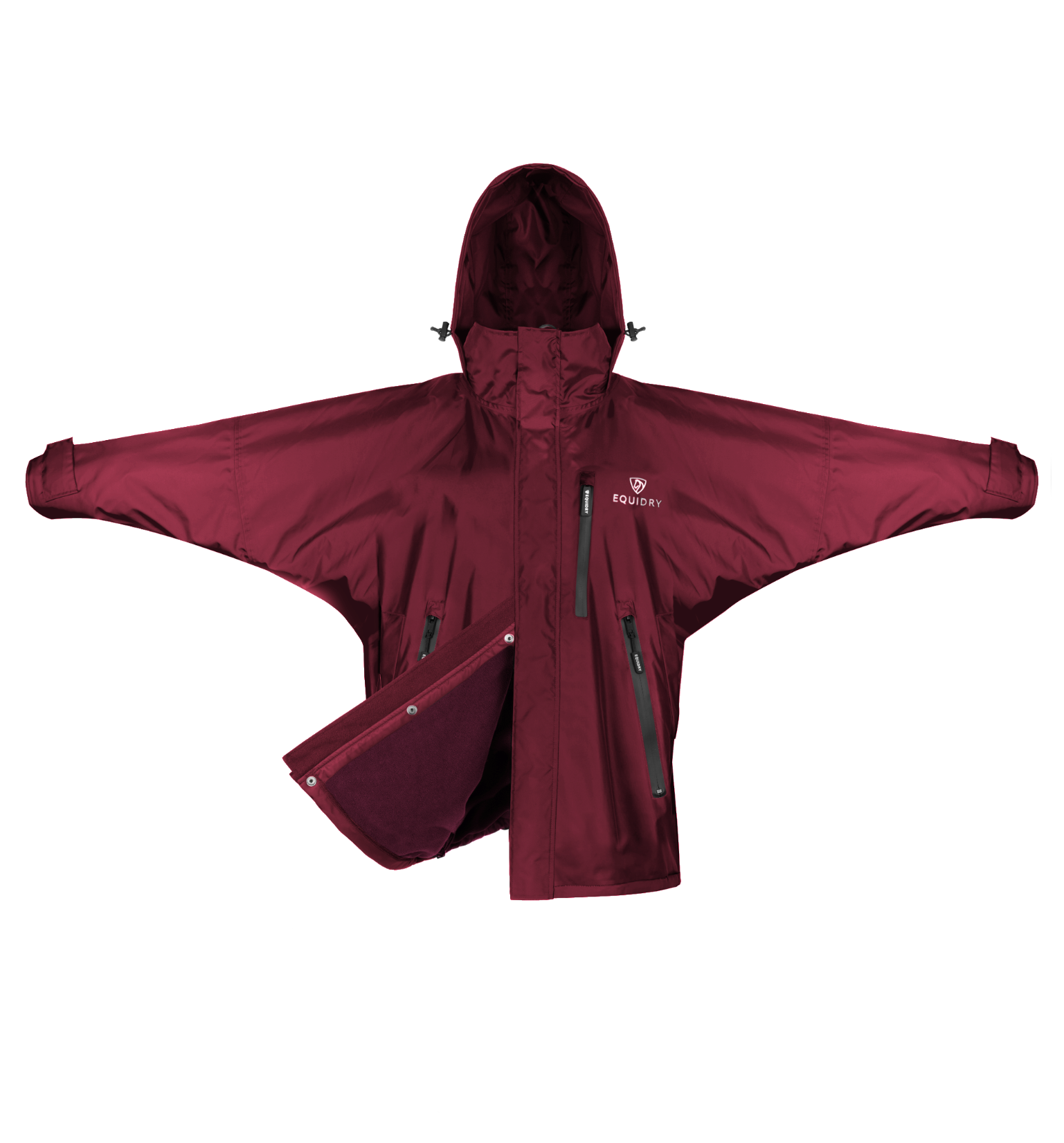 EQUIDRY women's waterproof short blouson style horse riding jacket in plum/plum
