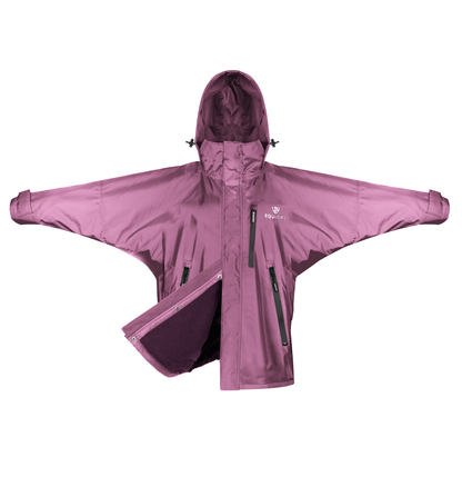 Shortie Child's Oversized Short Waterproof Riding Jacket Thin Fleece Lining Stowaway Hood in valerian 