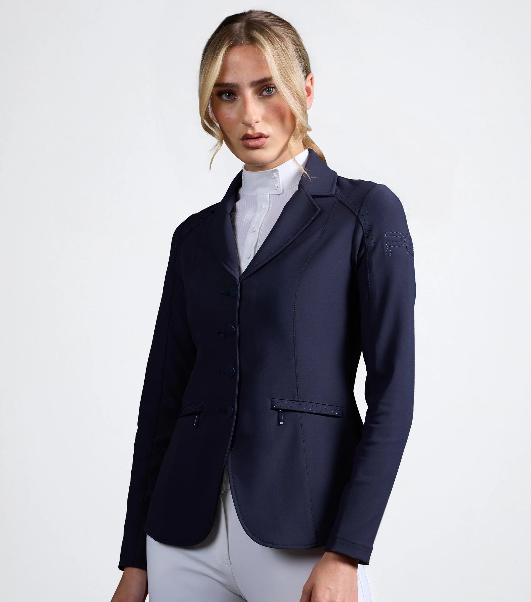 Premier Equine Siena Navy Women's Competition Jacket: Equestrian Show Apparel, Tailored Fit, Technical Fabric