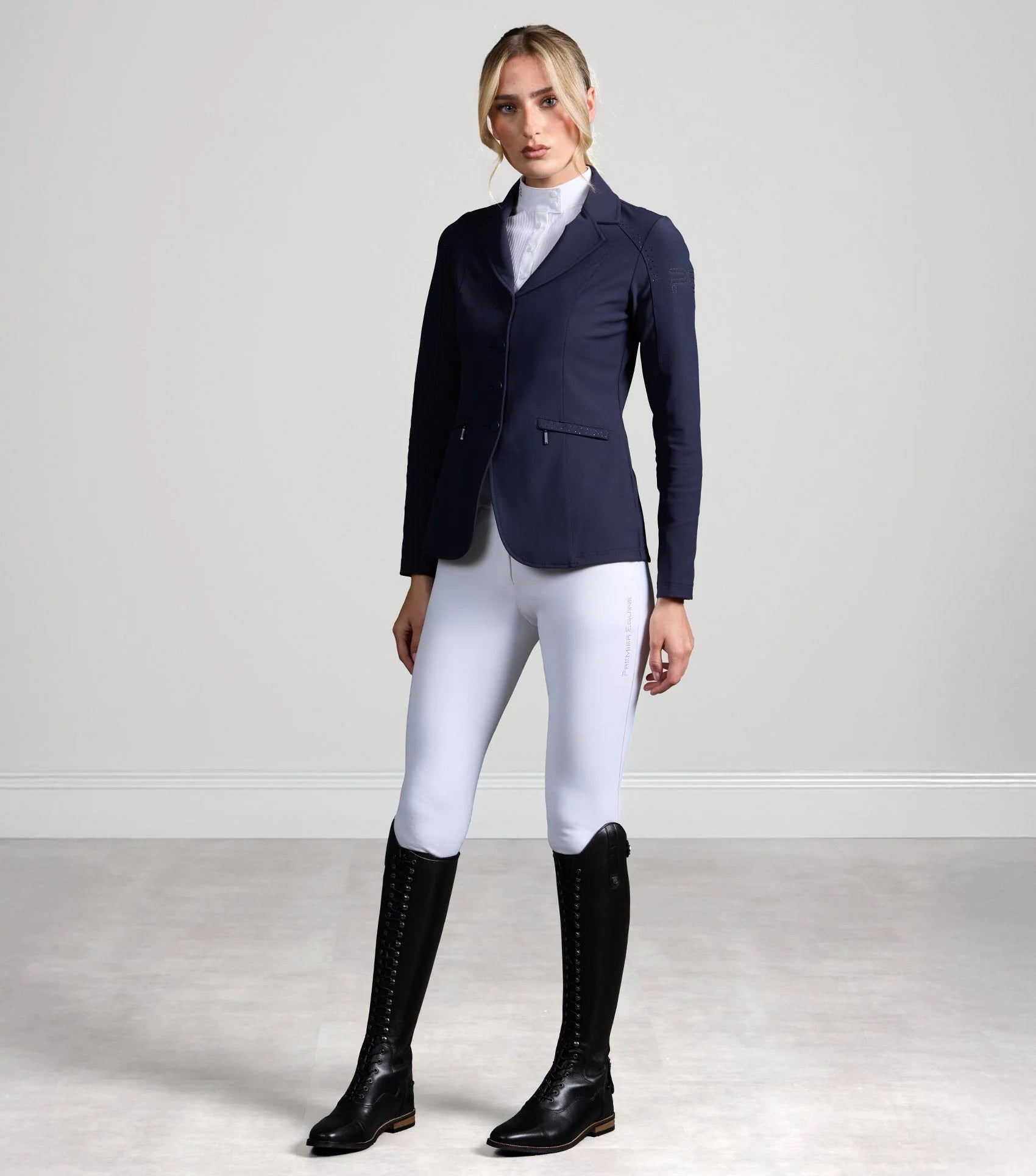PREMIER EQUINE Siena Navy Equestrian Jacket: Women's Competition Show Jacket, Riding Apparel, Diamante Embellished, Tailored Fit