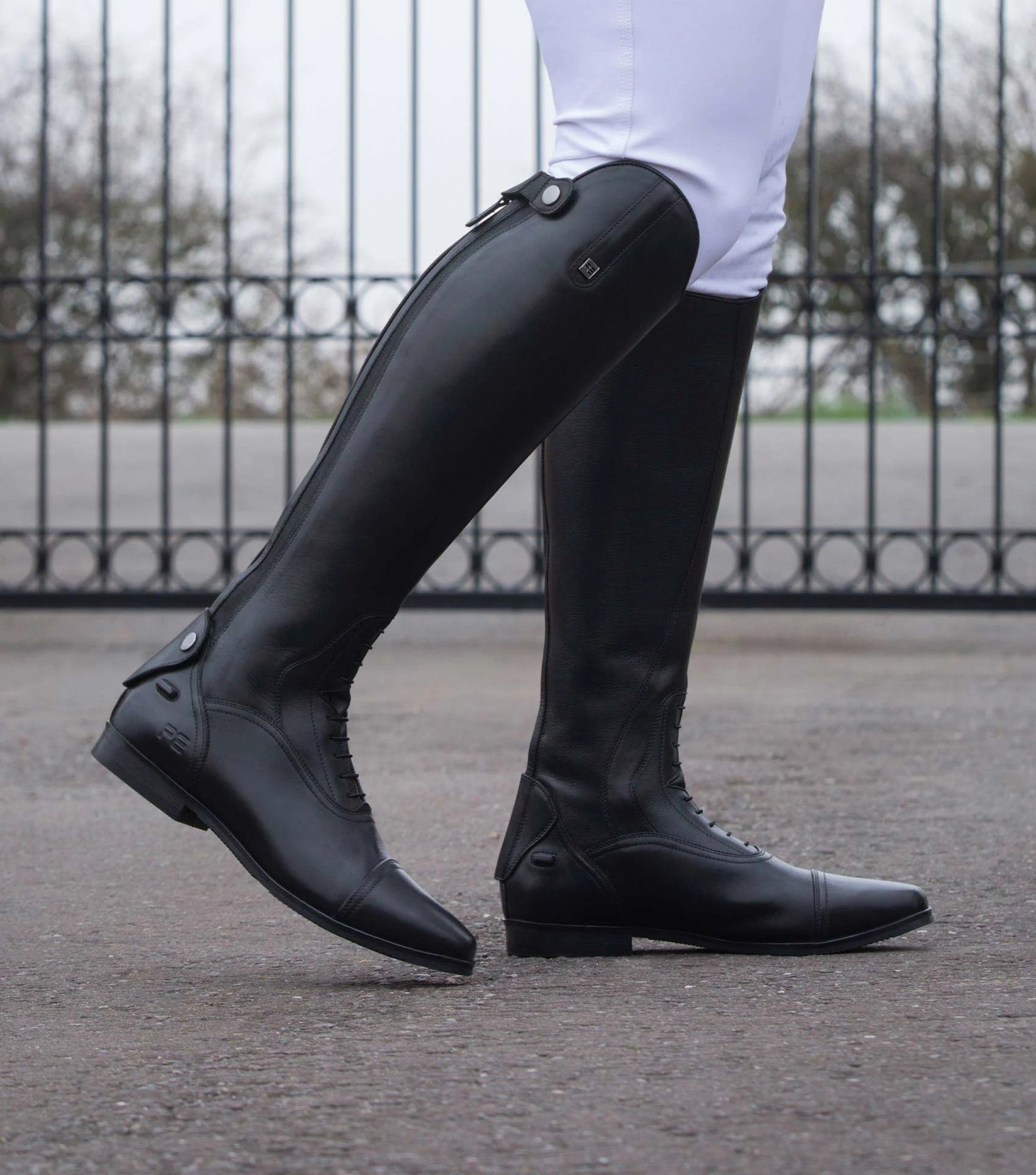 Premier Equine Men's Tall Leather Field Riding Boots - Black Equestrian Boots for Dressage, Jumping