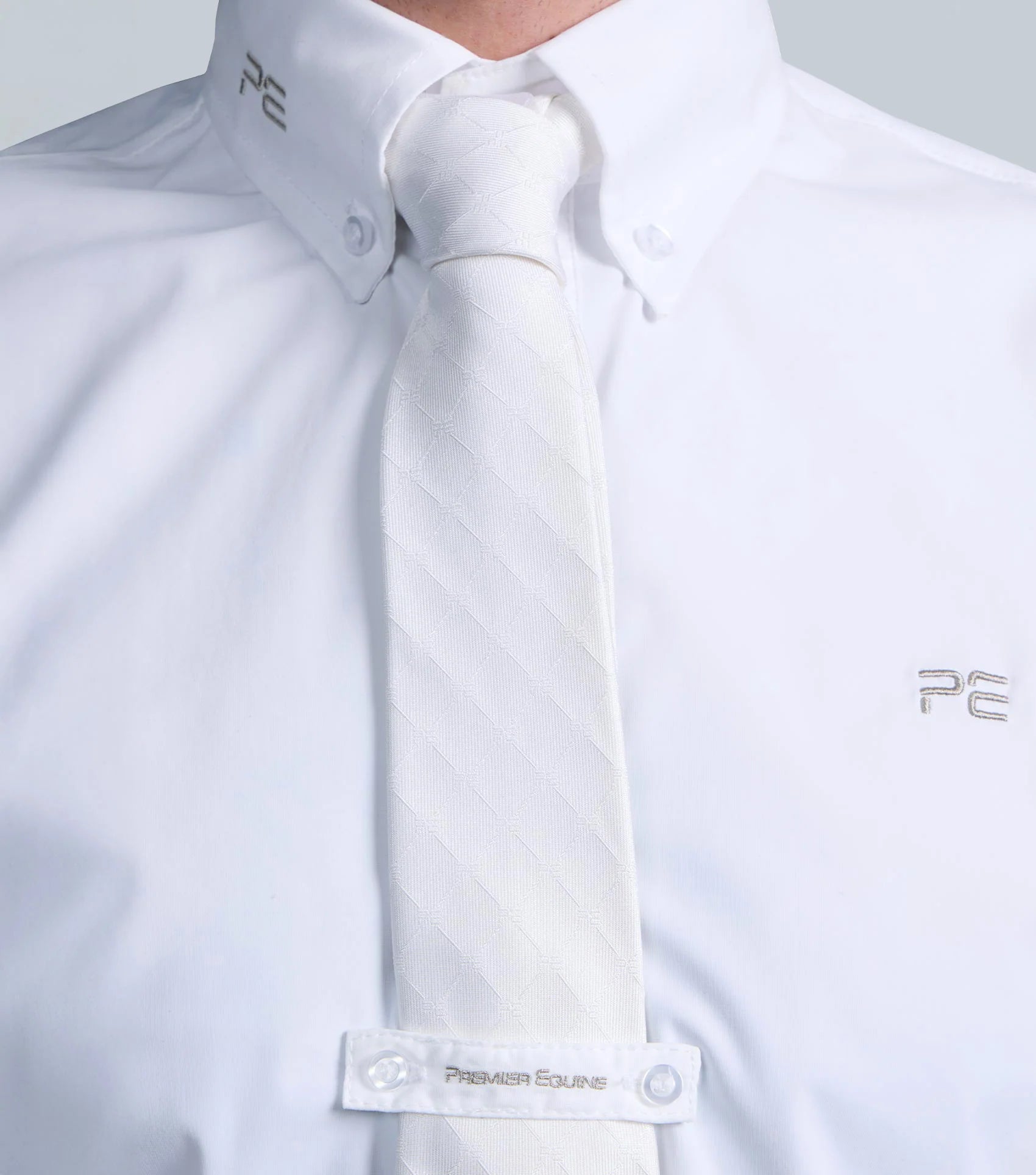 Premier Equine Men's White Silk Tie - Elegant Equestrian Competition Wear