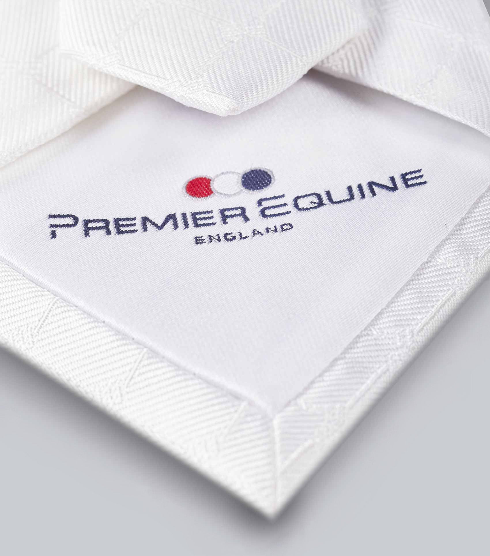 Premier Equine White Silk Tie Tag - Hand Made - Luxury Mens Equestrian Fashion England