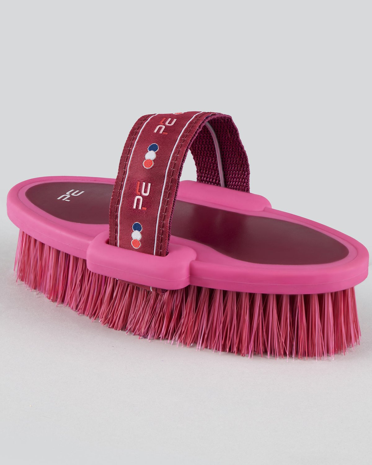 Premier Equine Soft-Touch Body Wash Brush - Wine & Fuchsia horse grooming tool