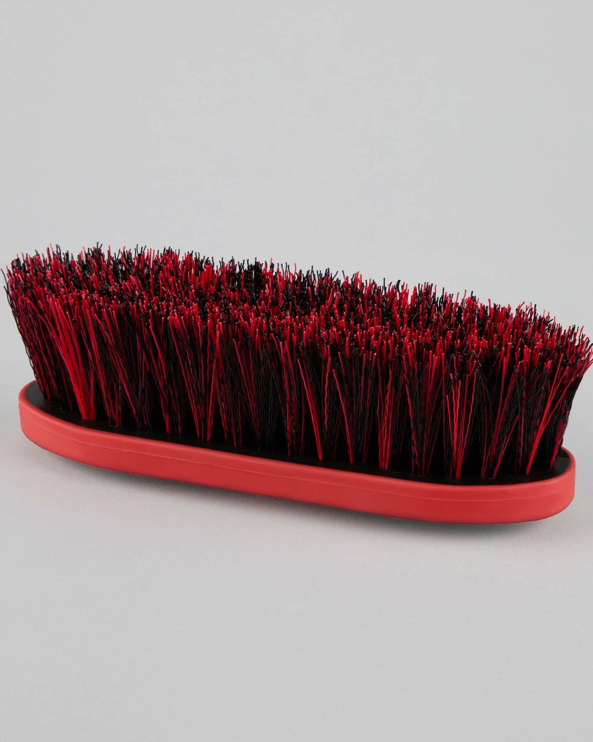 PREMIER EQUINE Soft-Touch Dandy Brush - Black & Red. Horse grooming brush for removing dirt and debris.