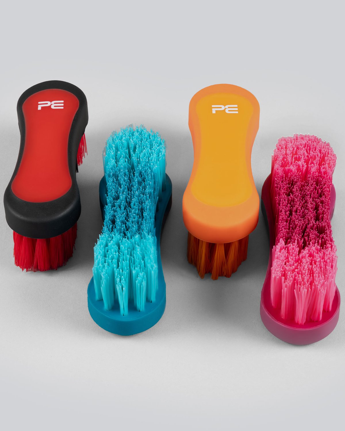 PREMIER EQUINE Soft-Touch Face Brushes: Red, Blue, Orange, Pink. Equiflair