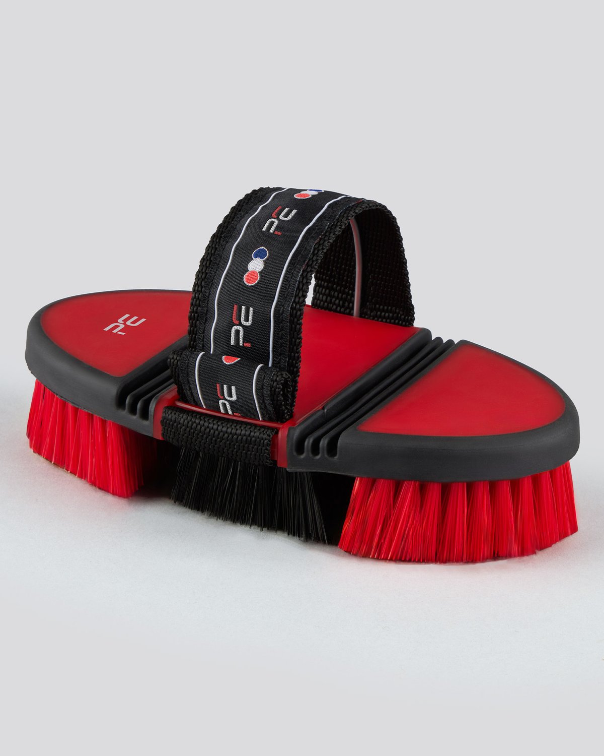 PREMIER EQUINE Soft-Touch Flexi Body Brush Black & Red | Horse Grooming Brush | Equiflair