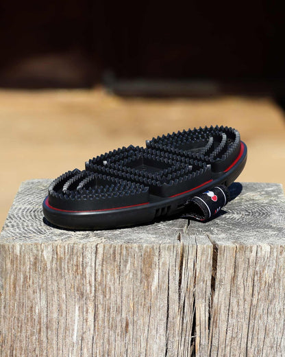 Premier Equine Flexi Curry Comb Black & Red - Horse Grooming Brush to Remove Dirt & Loose Hair | Equiflair
