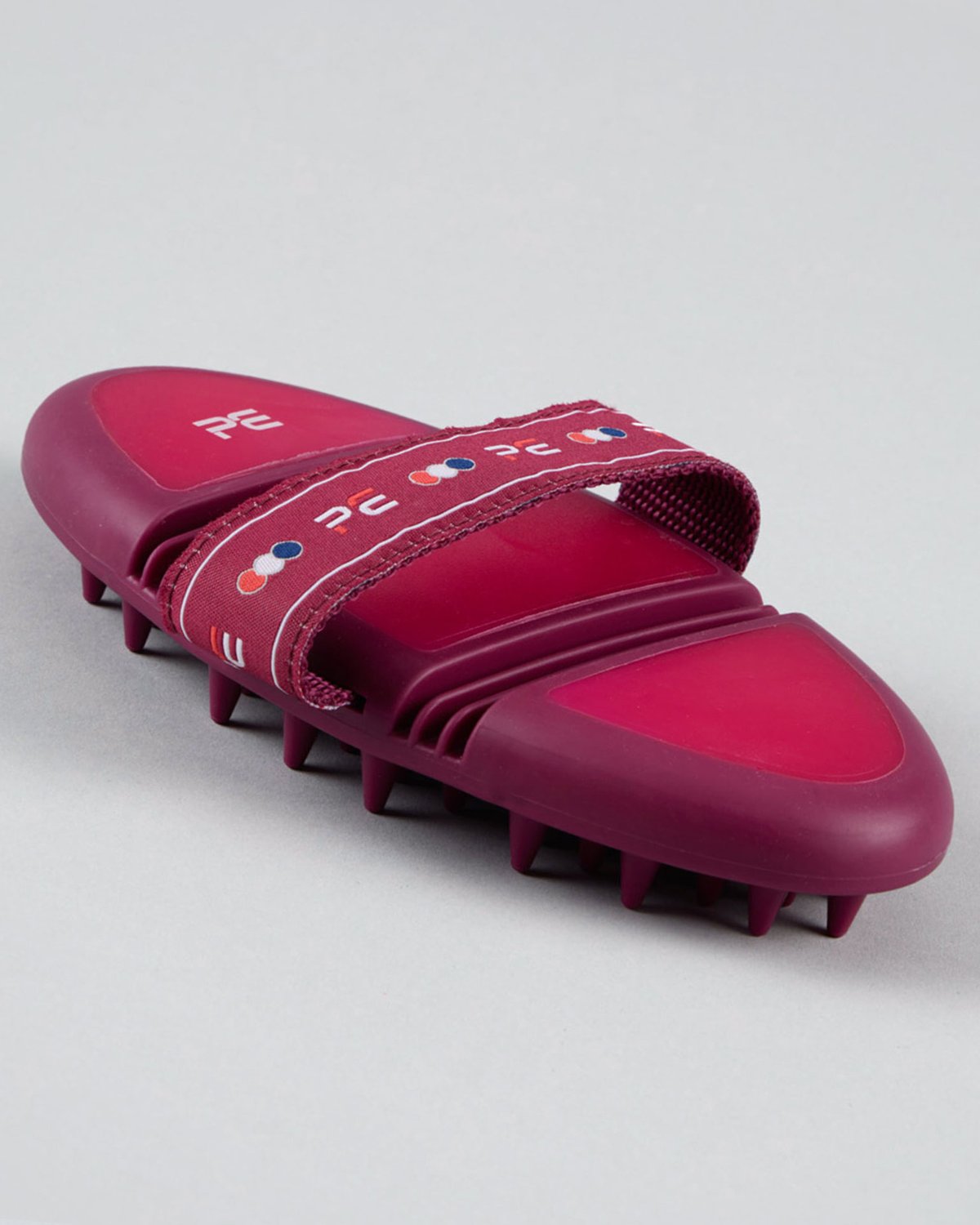 Horse Grooming Massage Brush - Wine & Fuchsia | Premier Equine Soft-Touch Flexi Brush for Horses