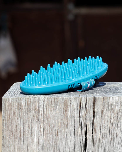 Premier Equine Blue Flexi Massage Brush - Horse Grooming, Stimulate Circulation