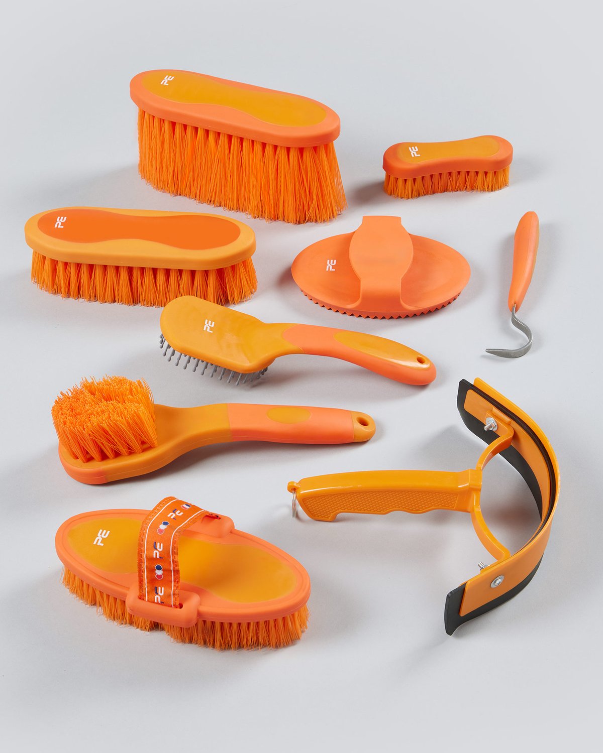Premier Equine Soft-Touch Grooming Kit Set - 9 Pieces Orange & Amber