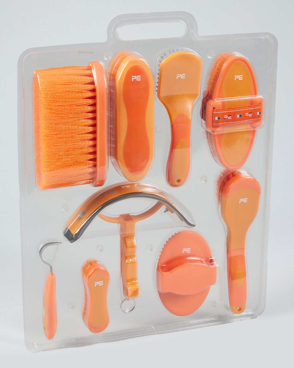Premier Equine Soft-Touch Grooming Kit Set - 9 Pieces Orange & Amber