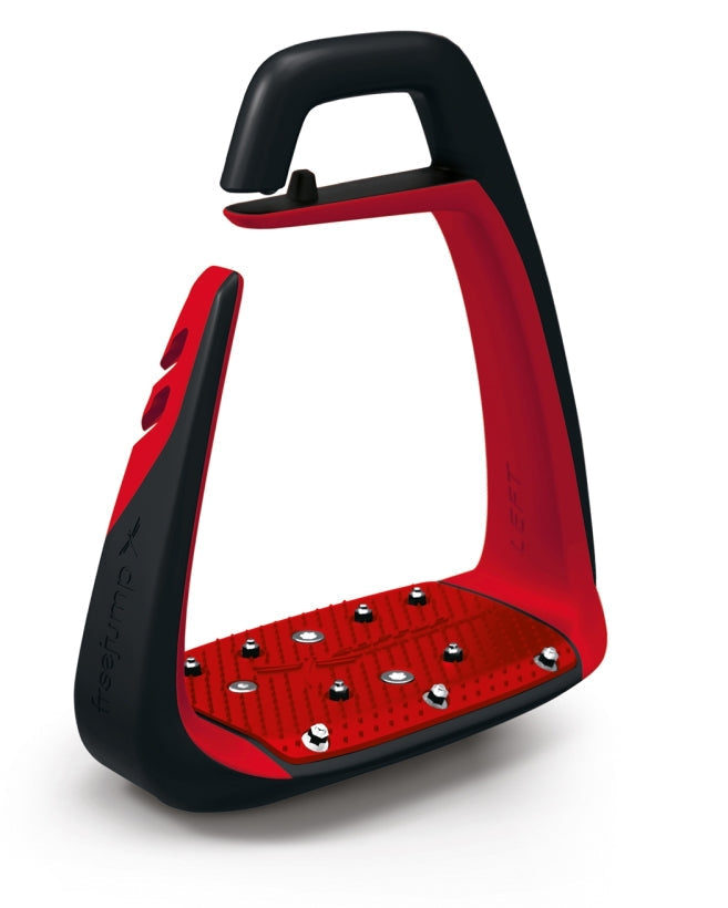 FREEJUMP SOFT UP CLASSIC Stirrups - Black & Red Equestrian Stirrups, High Performance Horse Riding Equipment