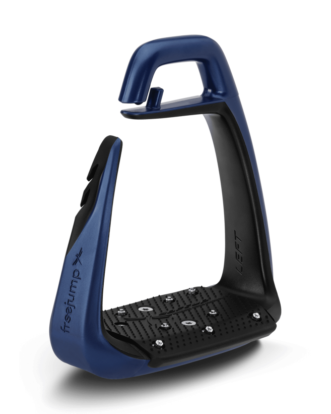 FREEJUMP SOFT UP CLASSIC Stirrups - Pearl Navy/Black Equestrian Stirrup, Equiflair. Safety, Comfort, Performance.