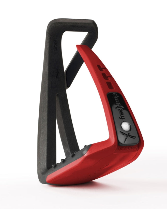 FREEJUMP Soft Up Lite Stirrups - Black & Red Equestrian Stirrups, Safety Riding Equipment for Smaller Feet