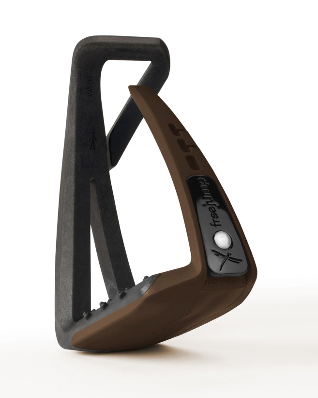 FREEJUMP SOFT UP LITE Stirrups - Equestrian Safety Stirrups for Young Riders - Black/Choco