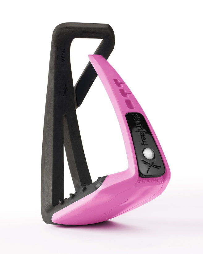 FREEJUMP SOFT UP LITE Stirrups - Black and Pink Safety Equestrian Horse Riding Stirrups