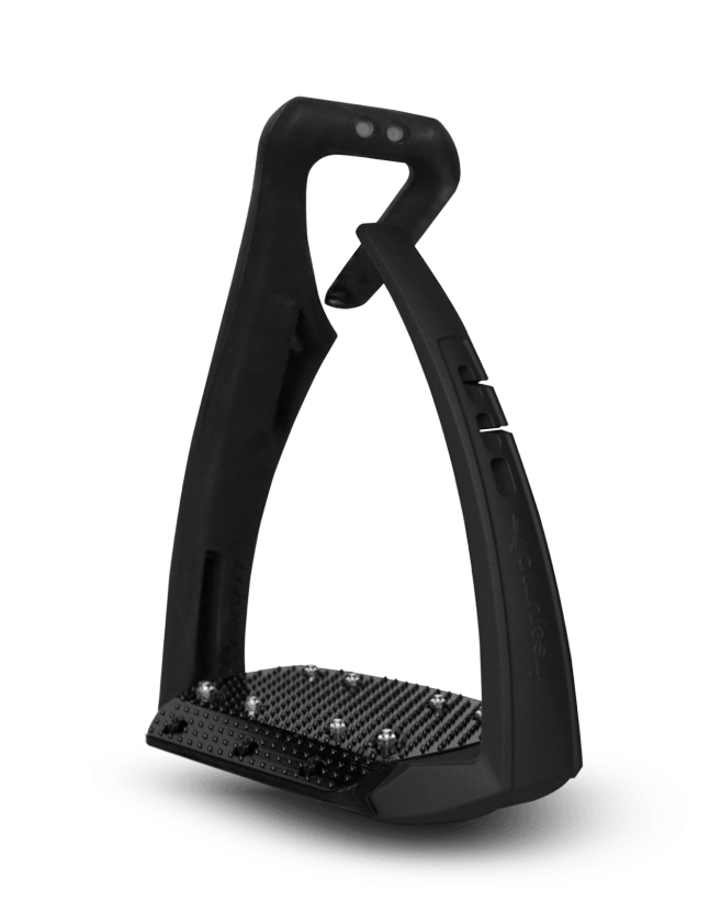 Black Freejump Soft Up Pro Plus Stirrups - Equestrian Safety and Comfort