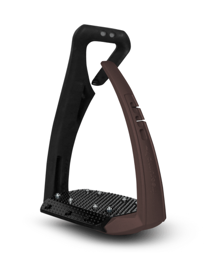 Freejump Soft Up Pro+ Stirrups: Black & Chocolate, Safety, Comfort, Performance Horse Riding Stirrups