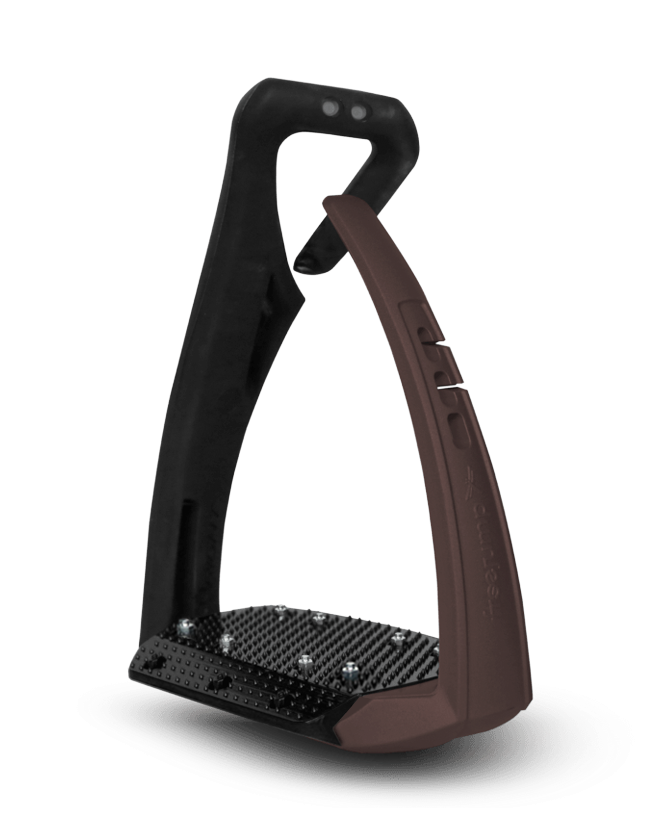 Freejump Soft Up Pro+ Stirrups: Black & Chocolate, Safety, Comfort, Performance Horse Riding Stirrups