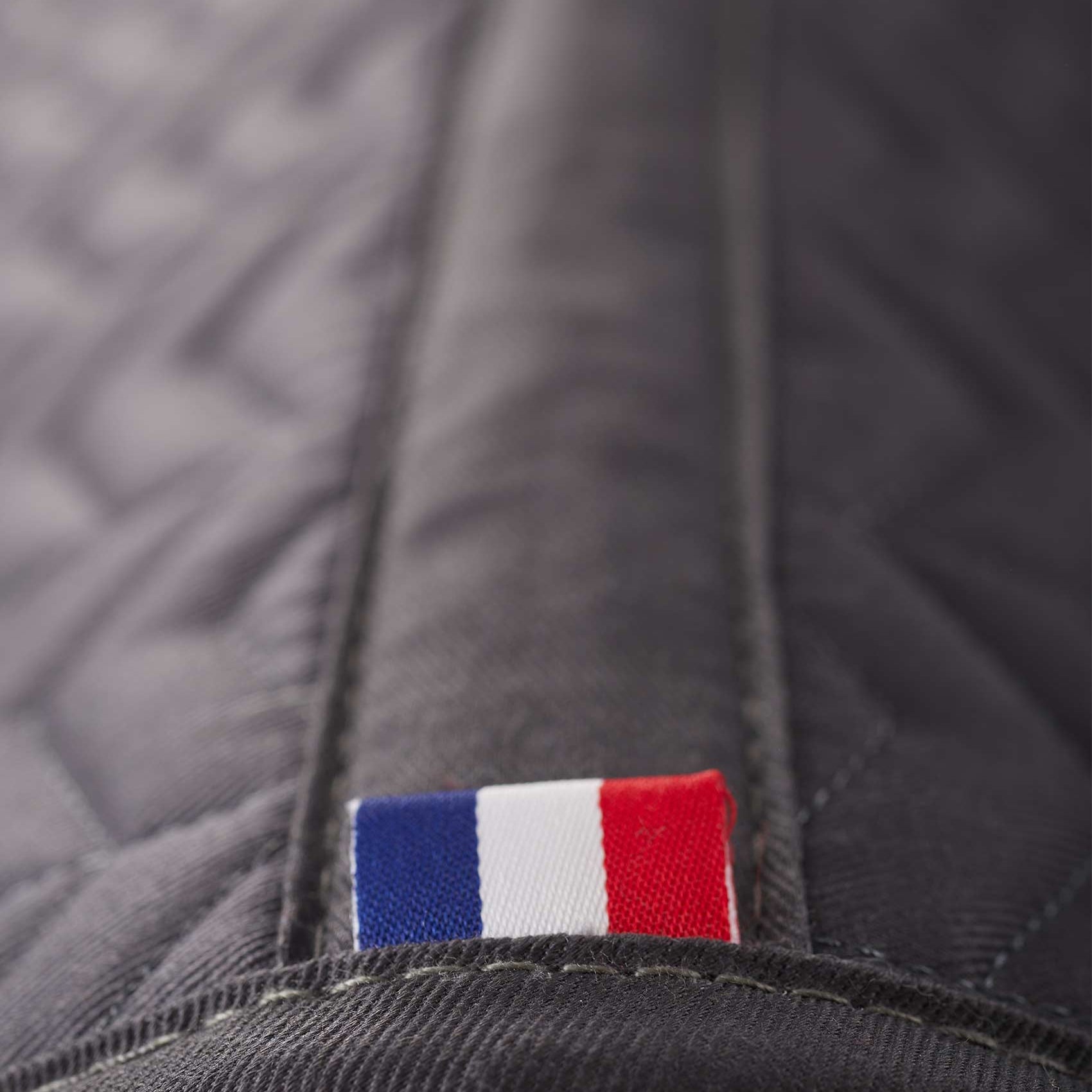 Premier Equine Sovereign Dressage Saddle Pad Grey with French Flag Detail. High Wither Design, Chevron Quilting