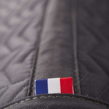Premier Equine Sovereign Dressage Saddle Pad Grey with French Flag Detail. High Wither Design, Chevron Quilting