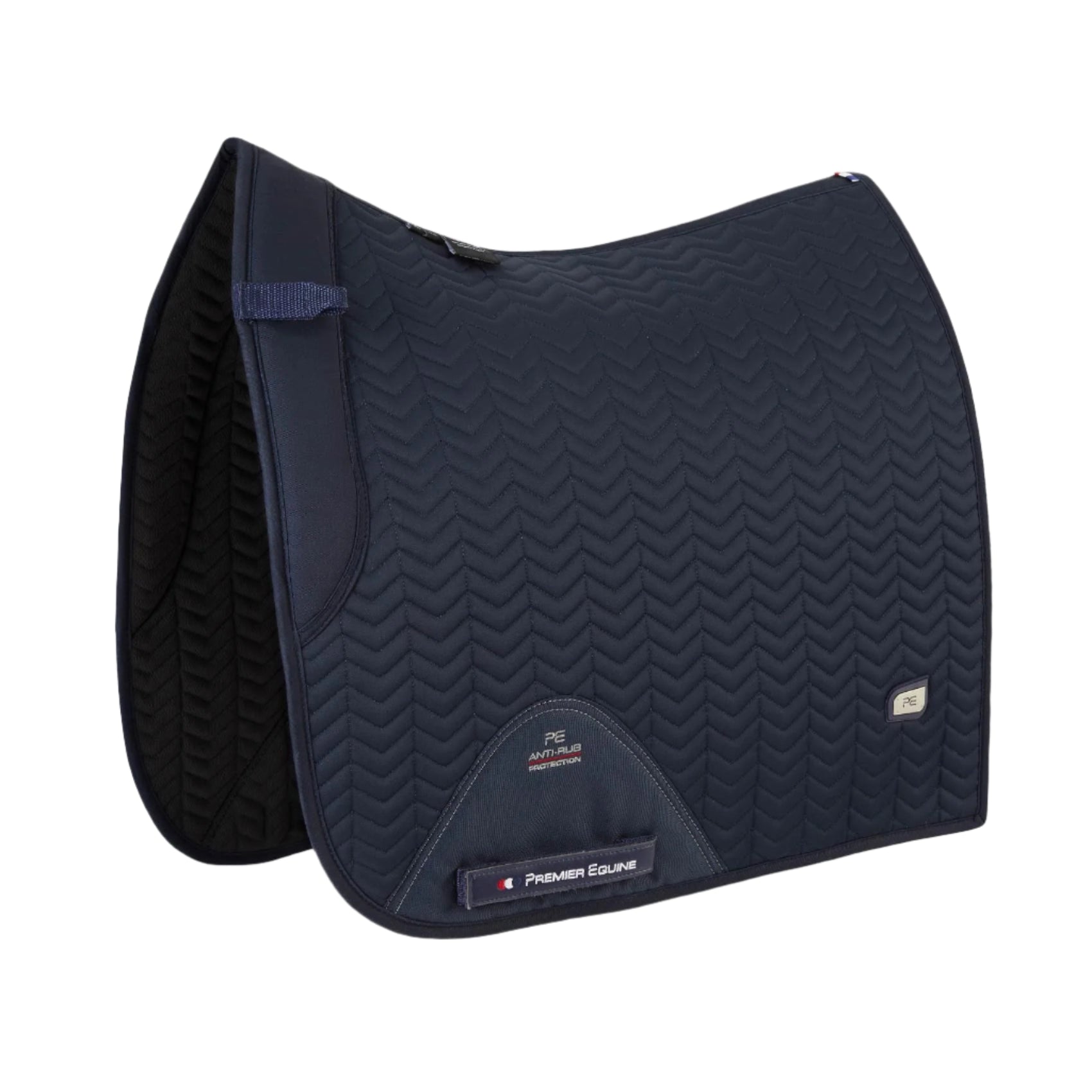 PREMIER EQUINE Sovereign Dressage Saddle Pad - Navy. High Wither Design, Breathable, Chevron Quilted. Horse Saddle Pad