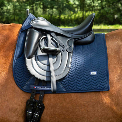 PREMIER EQUINE Sovereign Dressage Square Navy Saddle Pad for Horses | Equiflair Tack