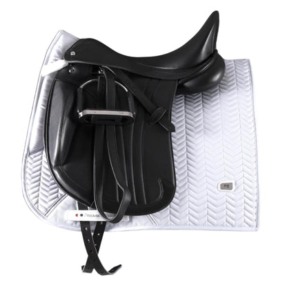 Premier Equine Sovereign Dressage Saddle Pad - White. High Wither, Breathable, Chevron Quilted design. Equestrian Equipment. 