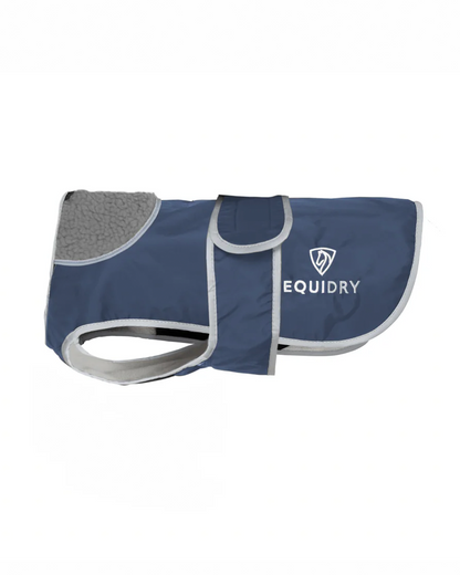 Equidry Waterproof Dog Coat - Steel Blue & Grey. Cozy Winter Pet Jacket for Small to Large Dogs. Durable, Warm & Reflective!