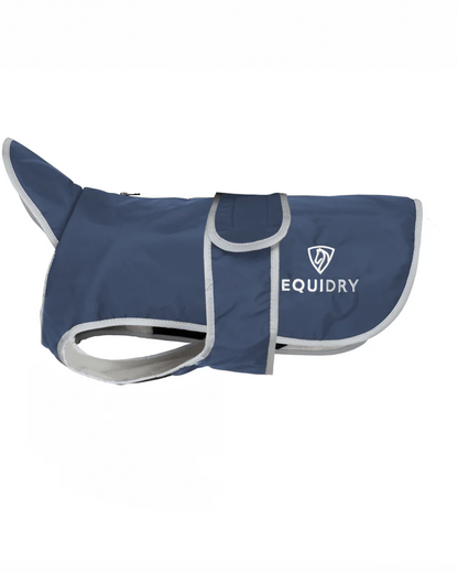 Equidry Waterproof Dog Coat Steel Blue: Reflective, Fleece Lined Winter Pet Apparel for Small to Large Dogs