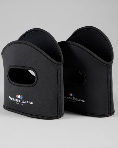 PREMIER EQUINE PE STIRRUP COVERS BLACK - Saddle Protection Neoprene Stirrup Iron Guards, Equiflair