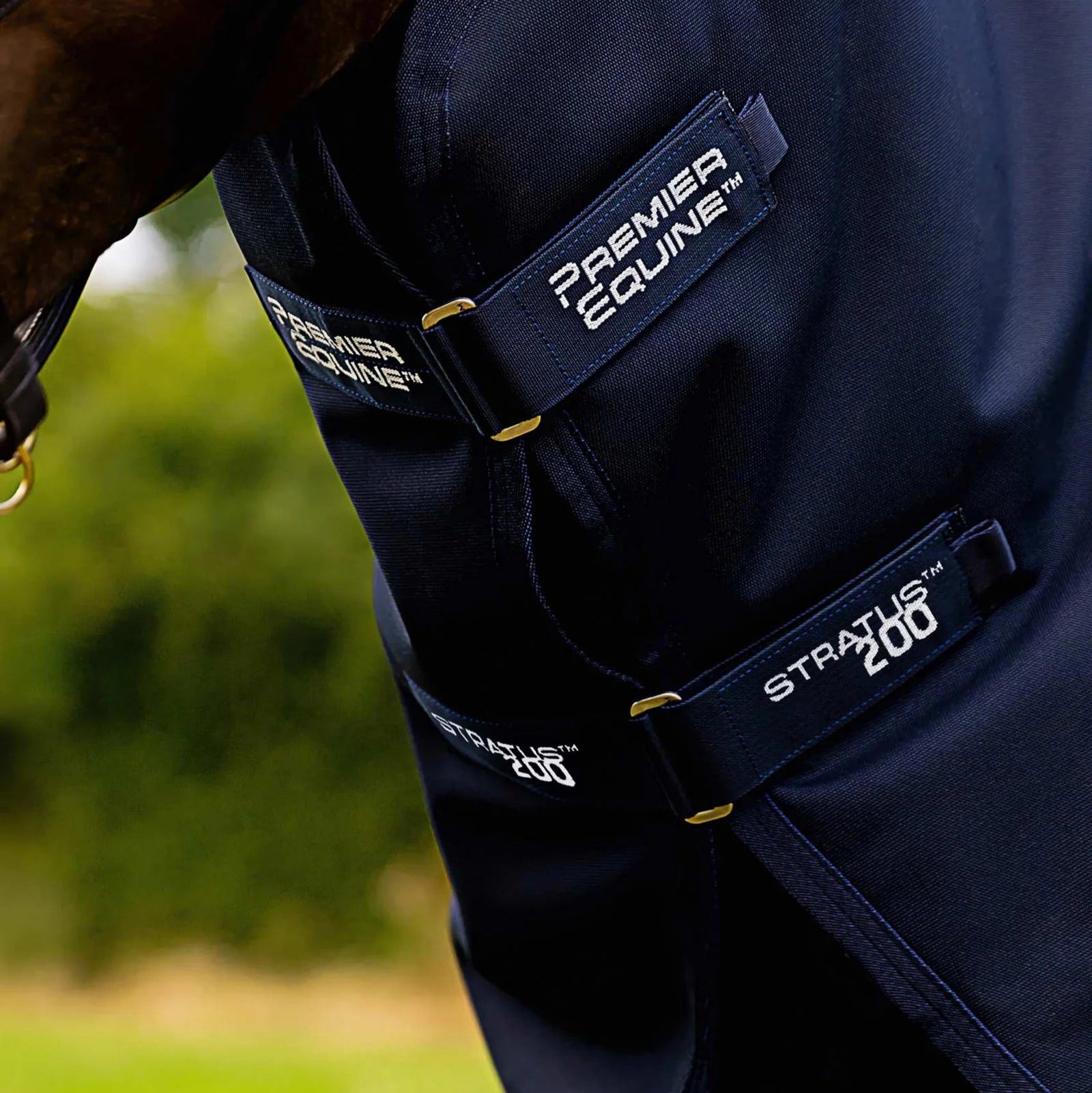 Premier Equine Stratus 200 Horse Turnout Rug Navy with Neck Cover - Waterproof & Breathable