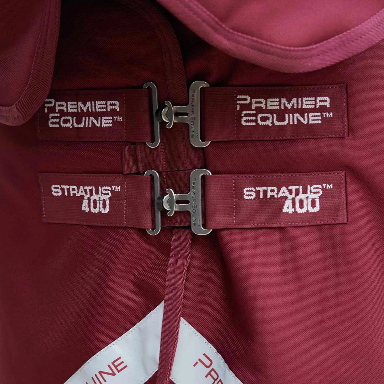 Premier Equine Stratus 1200 Series 400g Turnout Rug with Classic Neck Cover Burgundy