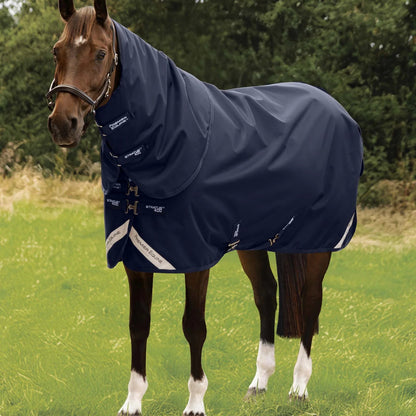 Premier Equine Stratus Navy 400g Horse Turnout Rug with Neck Cover | Waterproof Horse Blanket