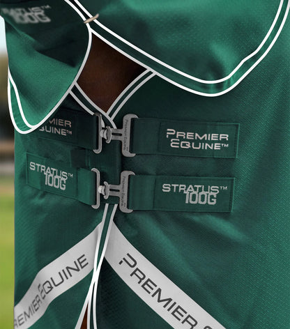 Premier Equine Stratus 100g Turnout Rug with Neck Cover - Green Horse Rug Waterproof & Lightweight Horse Blanket