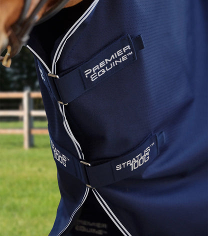Premier Equine Stratus 100g Turnout Rug - Navy Horse Blanket. Waterproof & Breathable