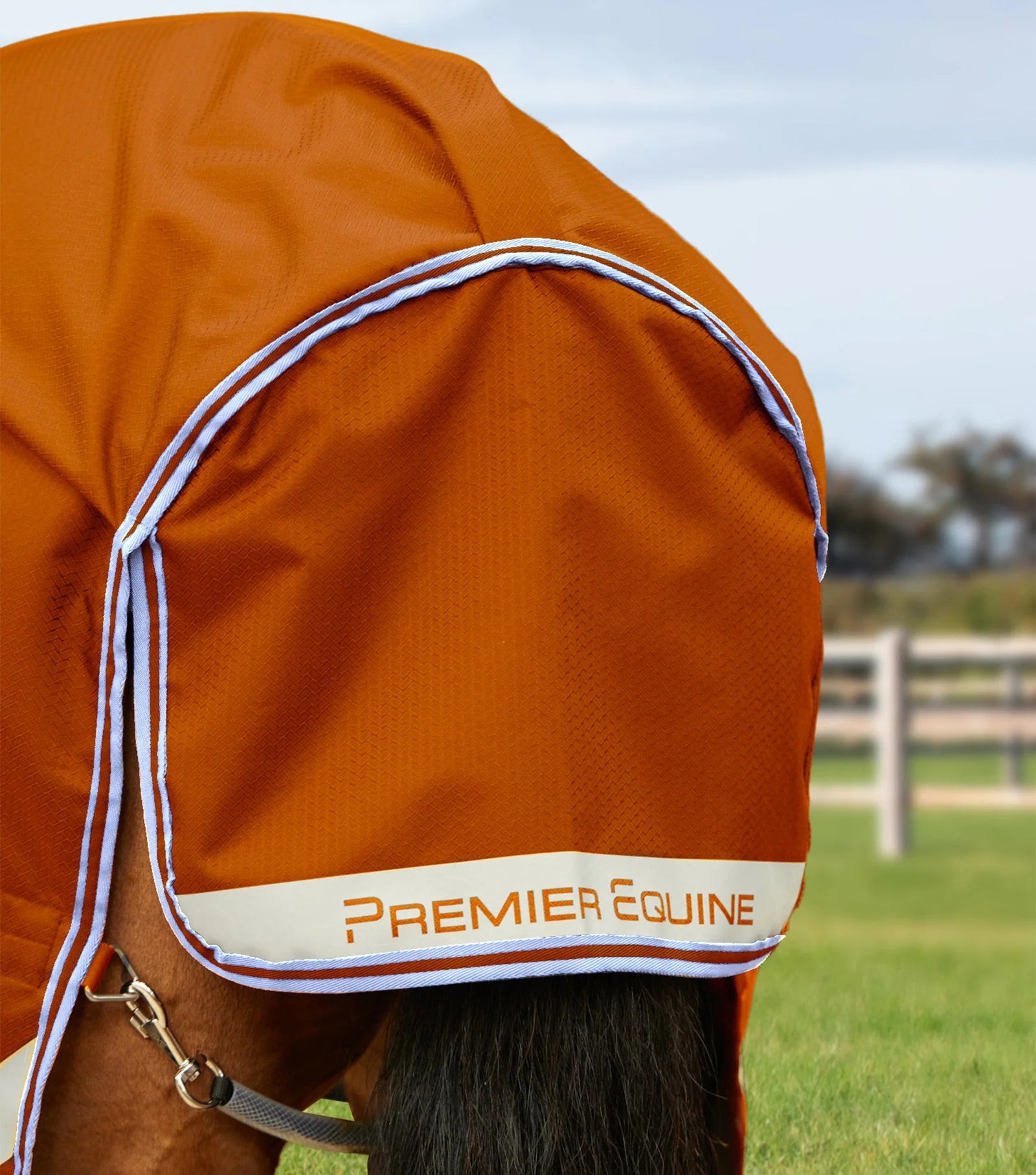 Premier Equine Stratus 200g Turnout Rug - Classic Neck Cover Orange - Horse Protection, Waterproof