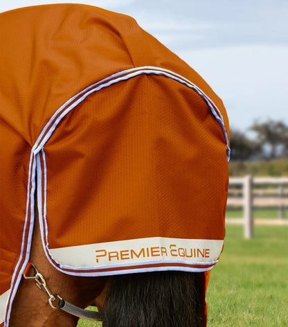 Premier Equine Stratus 200g Turnout Rug - Classic Neck Cover Orange - Horse Protection, Waterproof