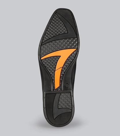 Shoe sole, Black Premier Equine Taro Waterproof Leather Paddock Boot details, grip & traction.